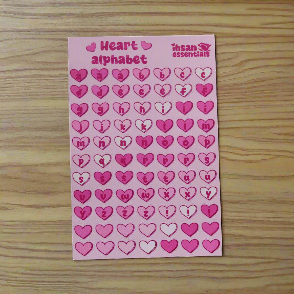 Heart Alphabet Sticker Sheet